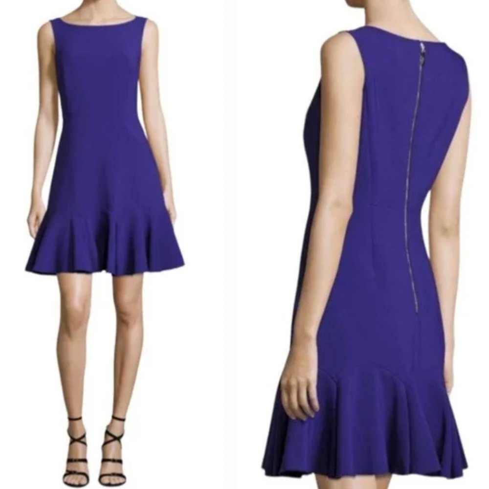 Kate Spade New York Fluted Crepe Flounce Dress NWT Size 00 Blue